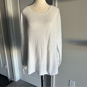 Max Studio‎ white waffle cotton sweater•Size XL
